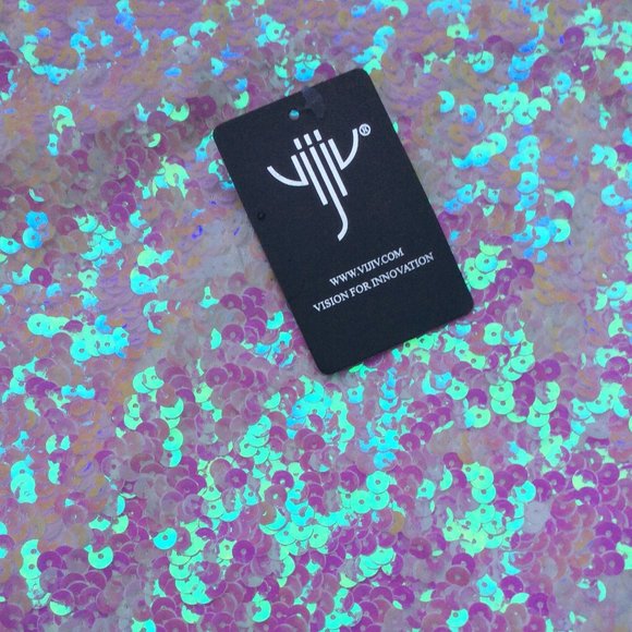 White/Pink Multi-hue Sequin Midi Skirt L *NWT* - Picture 8 of 8